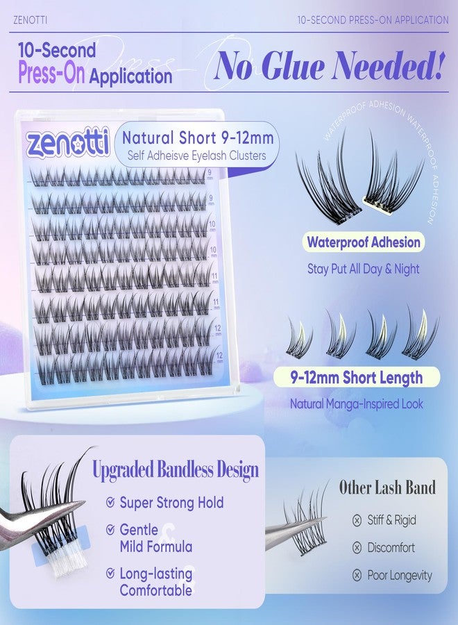 zenotti Self Adhesive Eyelashes Natural Self Adhesive Cluster Lashes No Glue Wispy Eyelash Clusters Pre Glued Short 9-12mm Manga Lash Cluster Press on Individual lashes by zenotti - Image 4